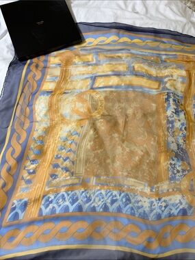 Celine Blue and Gold Silk Decorative Throw Accent